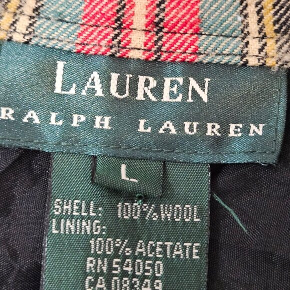 Lauren Ralph Lauren Tartan Plaid Button-Up Shirt Large Wool Red Black Cabincore - Picture 8 of 11